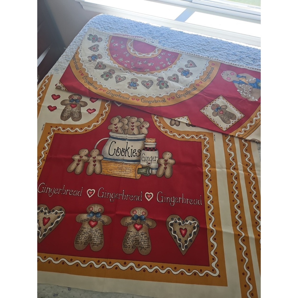 Vintage Dianna Marcum Grandma's Gingerbread Apron Panel & Tree Skirt